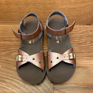 Charming Brown Kids Sandals with Heart Cutouts